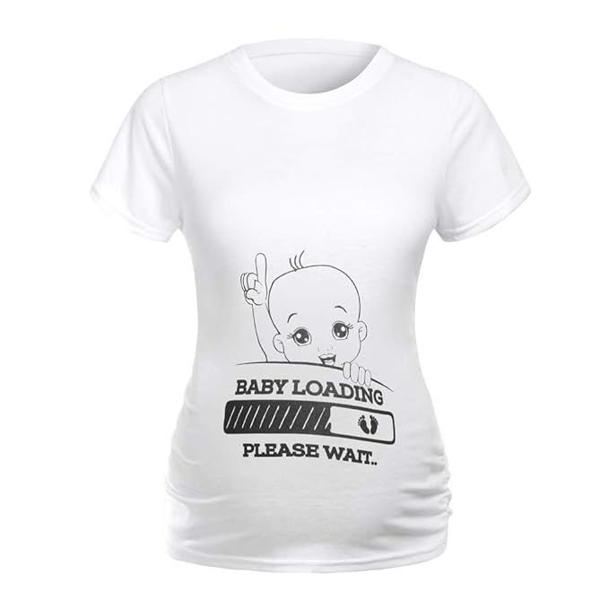 Schwangerschfts T-Shirt Aberimy Damen Solide Kurzarm Sommer Casual Mode Umstandsmode Baumwolle T-Shirts Shirt Lustige Witzig Umstands Schwangerschaft Schwanger Mutterschaft T-Shirts Top