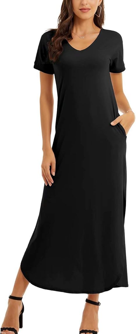 long cotton dresses with short sleeves