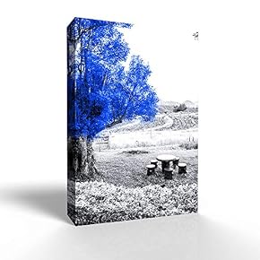 Blue and Black Abstract Colorful Tree Painting Wall...