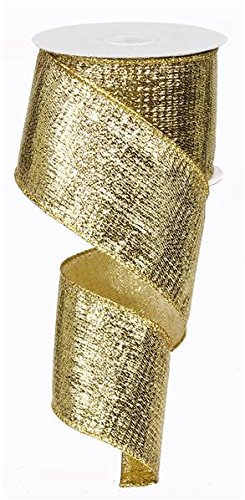 Gold Metallic Lame Wired Ribbon (2.5 Inches x 10 Yards)
