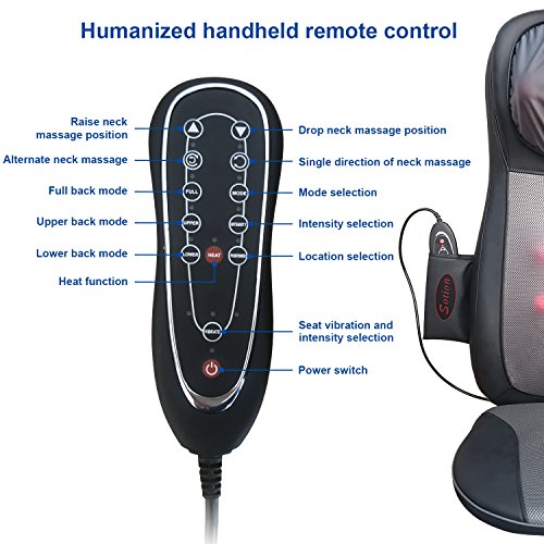Massage Chair, Back Massager for Chair, Sotion Shiatsu, Kneading, Tapping Massage Seat Pad with Heat and Height Adjustment for Pain and Stress Relief of Neck, Back, Shoulder, Thighs and Hips - Thumbnail 4