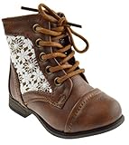 Chapter 30KA Baby Girls Combat Lace Up Boots Beige