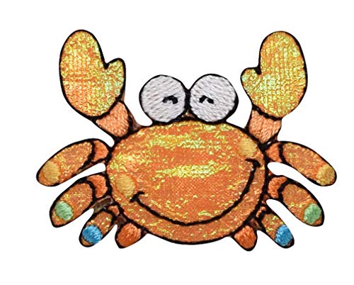 Childeren Small Shimmery Crab Iron on Embroidered Patch