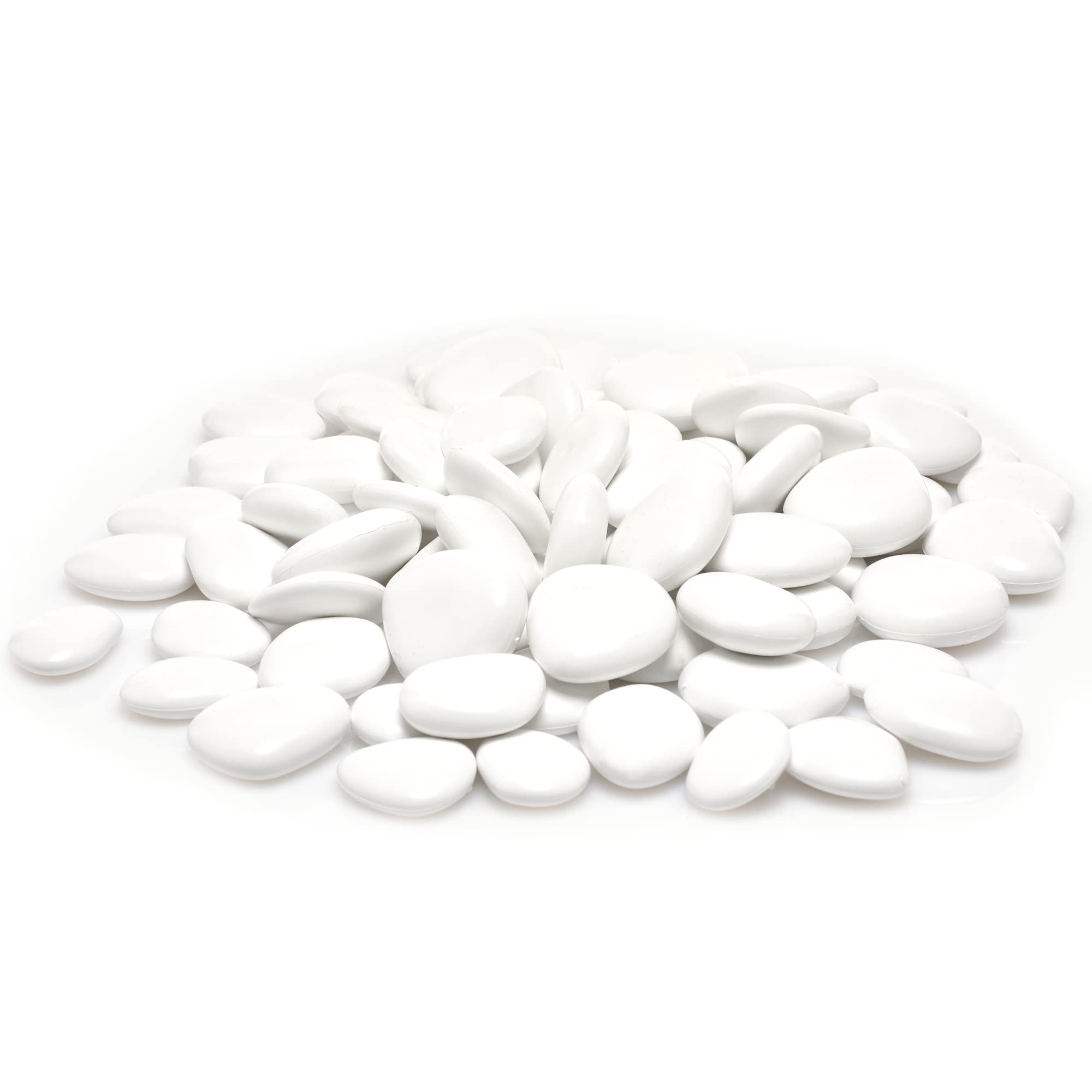 Kalapanta - Recycled Plastic Decorative pebbles for Pots, Painting, Aquariums, House, Garden (Size S, Ø 2-5 cm, about 155 pieces, White)