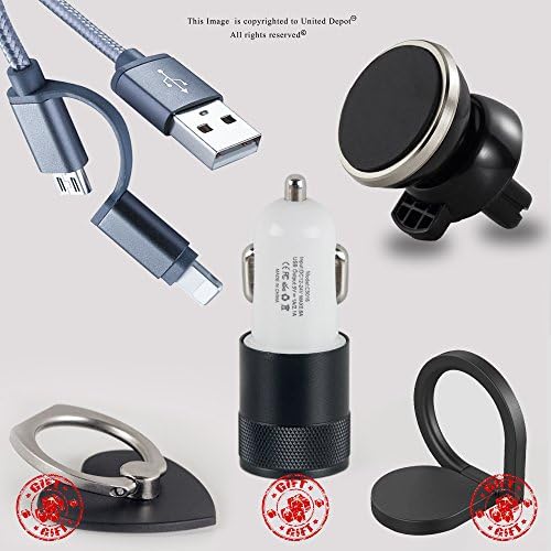 Magnetic Cellphone Holder Car Kit Mount Vent Adapter and 2 in 1 USB Charging Cable with Free item(s)