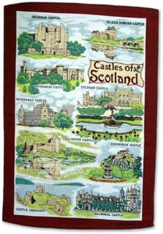 Castles of Scotland Tea Towel Scottish Souvenir Gift Balmoral Edinburgh Braemar Inverness