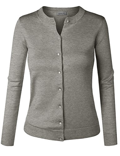 Biadani women pearl button down long sleeve soft knit c…