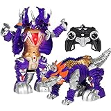 Best Choice Products Kids Transformer Remote Control Robot Dinosaur Car w/USB Charger, Lights, and Sounds -Purple/Gold