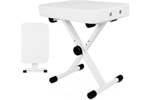TENTOTEN Piano Bench Portable Piano Stool, Keyboard Bench Adjustable Piano Bnech Foldable Piano Seat with 2.4 Inch Thickness High-Density Sponge Padded, Air Holes Design Keyboard Stool, White
