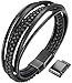 Ostan Mens Bracelet Men`s Braided Leather Bracelet Multilayer Fashion Wrist Cuff Bangle Black - (8.46)