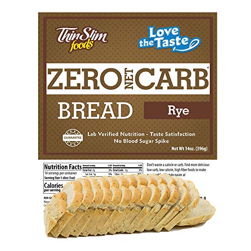ThinSlim Foods Zero Net Carb Keto Bread | Low Carb Bread | Keto Friendly Food - Rye, 14oz. (Pack of 1)