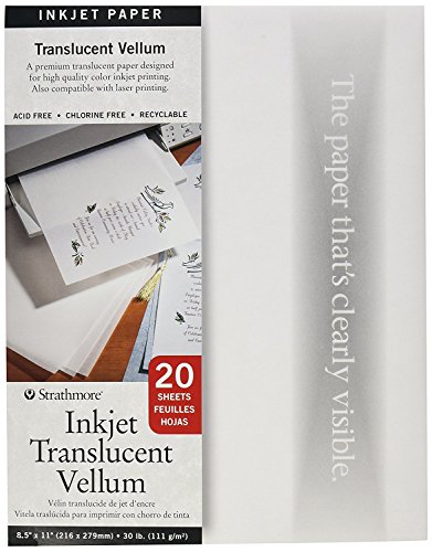 Strathmore Inkjet Translusent Vellum, 30 lb. Nautral Vellum, 8.5 X 11 inches, 2…