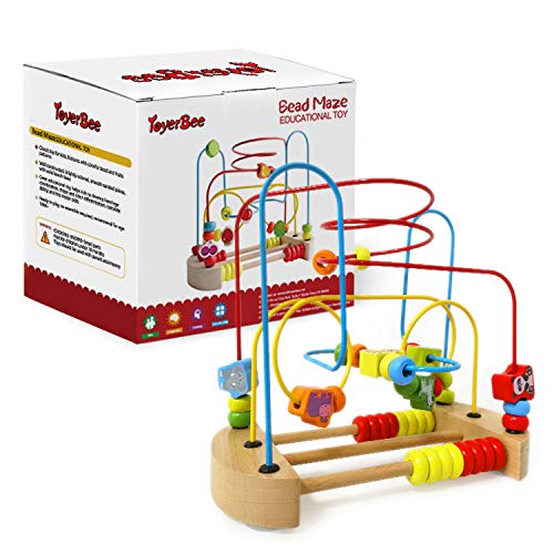 ToyerBee Bead Maze, Wooden Toys with Animals Graphics, Educational Abacus Beads Circle Toys, Colorful Roller Coaster Game, Gift for Children Toddlers Kids Boys Girls - Thumbnail 6