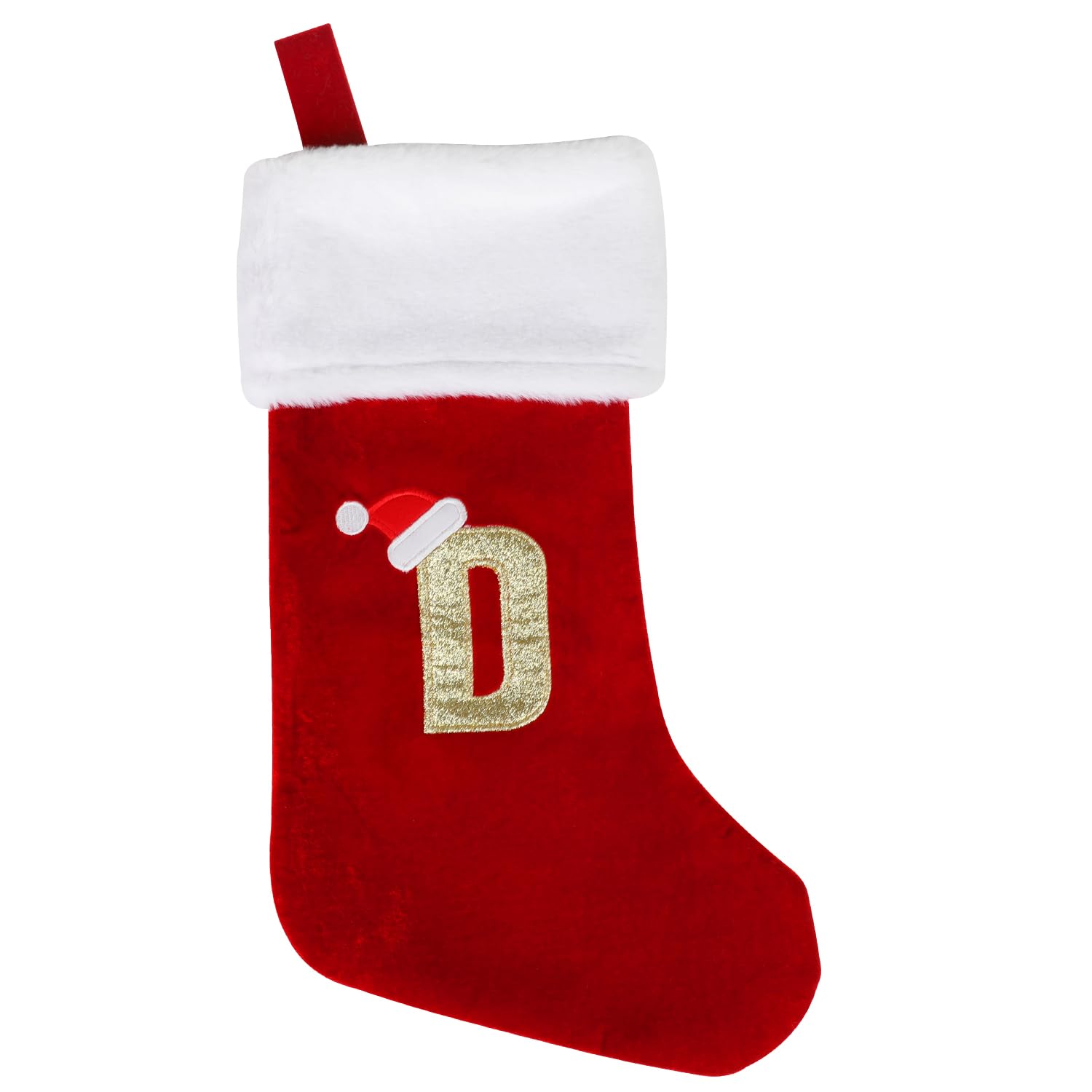 VEYLIN Christmas Stockings with Letters- 20 Inch Plush Christmas Stockings Large Embroidered Stockings Xmas Stockings for Kids/Adult Red Letter(D)