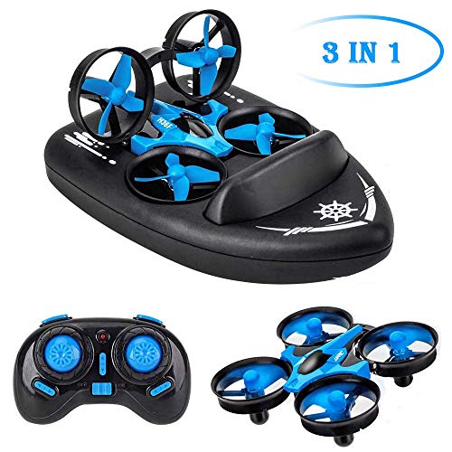 B-Qtech Mini Drone for Kids, RC Car for Kids & Beginners, Remote Control Boats for Pools and Lakes, RC Quadcopter, 3-in-1 Ground-Water-Air Mode with Auto Hovering, 3D Flip, Headless Mode - Thumbnail 6