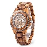 Bewell Women's ZS-100BL Handmade Wooden Analog Quartz Zebra Wood Retro Wrist Watch