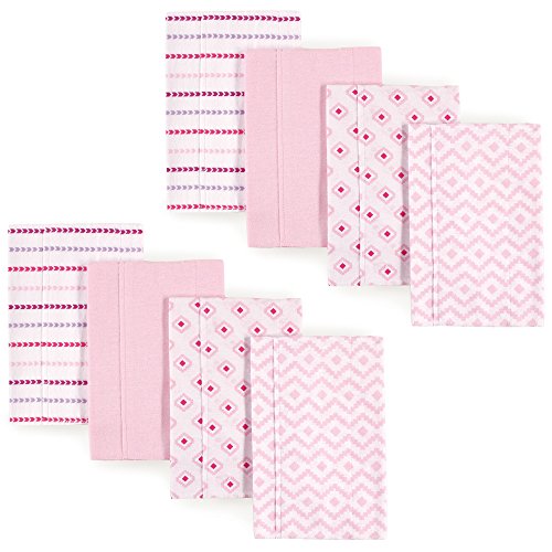 Hudson Baby Layered Flannel Burp Cloths, 8 Pack, Girl Aztec