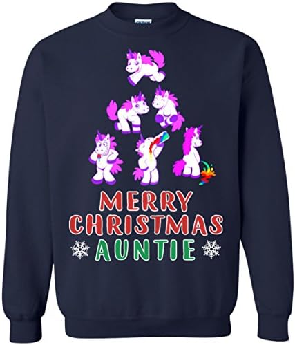 Christmas Sweatshirt Unicorn Christmas Auntie Tree For Auntie On Christmas