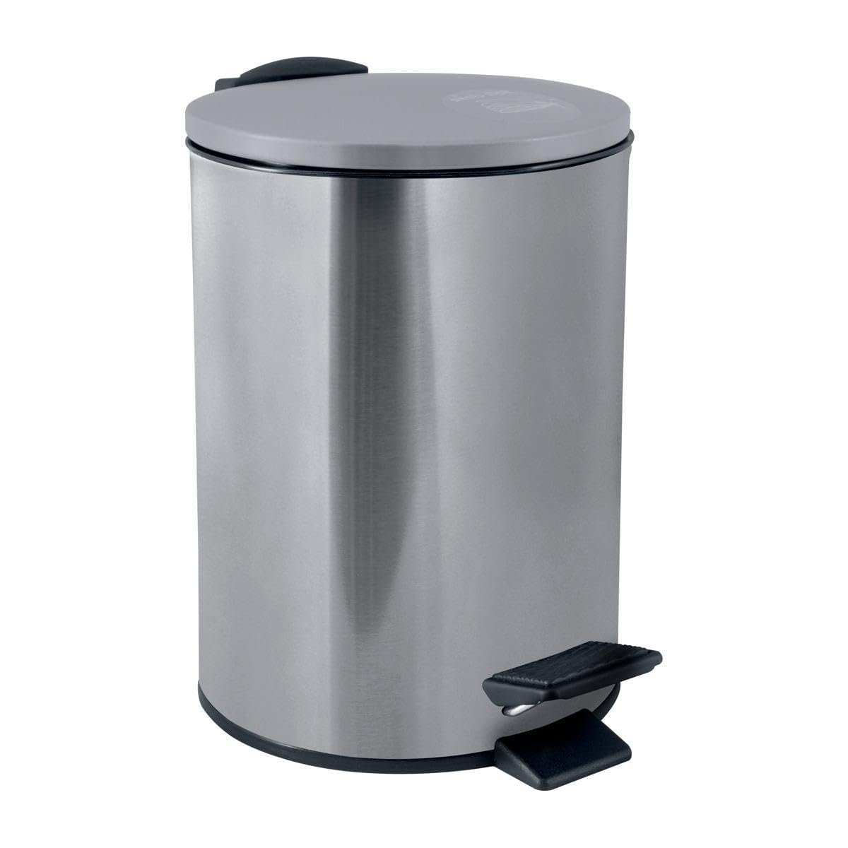 Spirella Adelar Cosmetic Bin 3 Litres Stainless Steel with Soft-Close Mechanism and Inner Bucket Silver