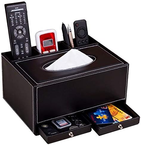 Multifunctional tissue box, leather creative tray, living room remote control storage box, napkin box (Color : A, Size : One size)