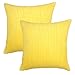 YOUR SMILE Solid Color Decorative Accent Pillow Covers Case Striped Corduroy Plush Velvet Cushion Cover for Couch, Set of 2, Yellow,18x18 inch