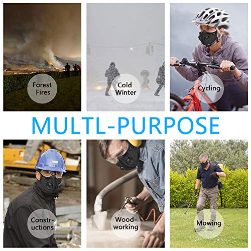 VEIPAO Sports Masks with Activated Carbon Filter, Black Cycling Mask with 2 Breathing Valve, 4