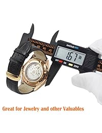 FineSource calibre Digital electrónico pulgadas métrico conversión 0   6 inch 150 mm. fibra de carbono Calibre micrómetro visualización LCD extragrande, apagado automático, muestra herramienta de medición, color negro