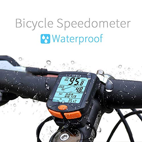 Sunwan Fahrrad-Tachometer, kabellos, LCD, digitaler Kilometerzähler, wasserdichter Fahrradcomputer, Fahrradzubehör mit Hintergrundbeleuchtung