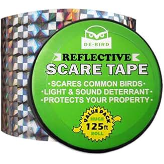 Bird Repellent Scare Tape- Simple Control Device to Keep Away Woodpeckers, Pigeons, Grackles and More. Deterrent Works Great With Netting And Spikes. Stops Damage, Roosting and Mess.