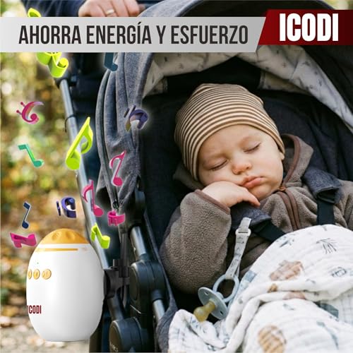 ICODI Baby Rocker Harmony - Automatic Rocking Chair for Baby Hammock with Bluetooth, Universal Baby Rocker for Stroller and Crib with Soothing Sounds, USB-C Rechargeable 1200mAh, Adjustable Swinging