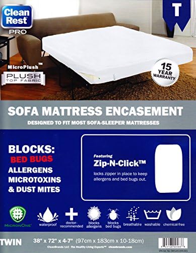 Clean Rest PRO Sofa Mattress Encasement Bed Bug, Allergen & Dust Mite Proof (Twin)
