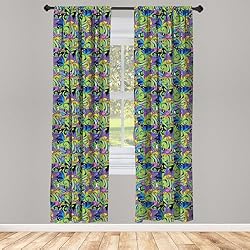 Lunarable Mushroom Window Curtains, Groovy Trippy
