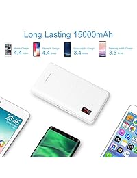 Cargador de batería portátil QC 3.0 de carga rápida, SONGCHUANG con pantalla LED de 15000 mAh de carga rápida, doble salida USB, batería externa para iPhone X 6 7 8, iPad Samsung S7 S8 Galaxy Note 7 8