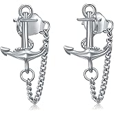 YFN Anchor Earrings for Women Sterling Silver Anchor Stud Earrings Nautical Jewelry Navy Graduation Gifts for Her