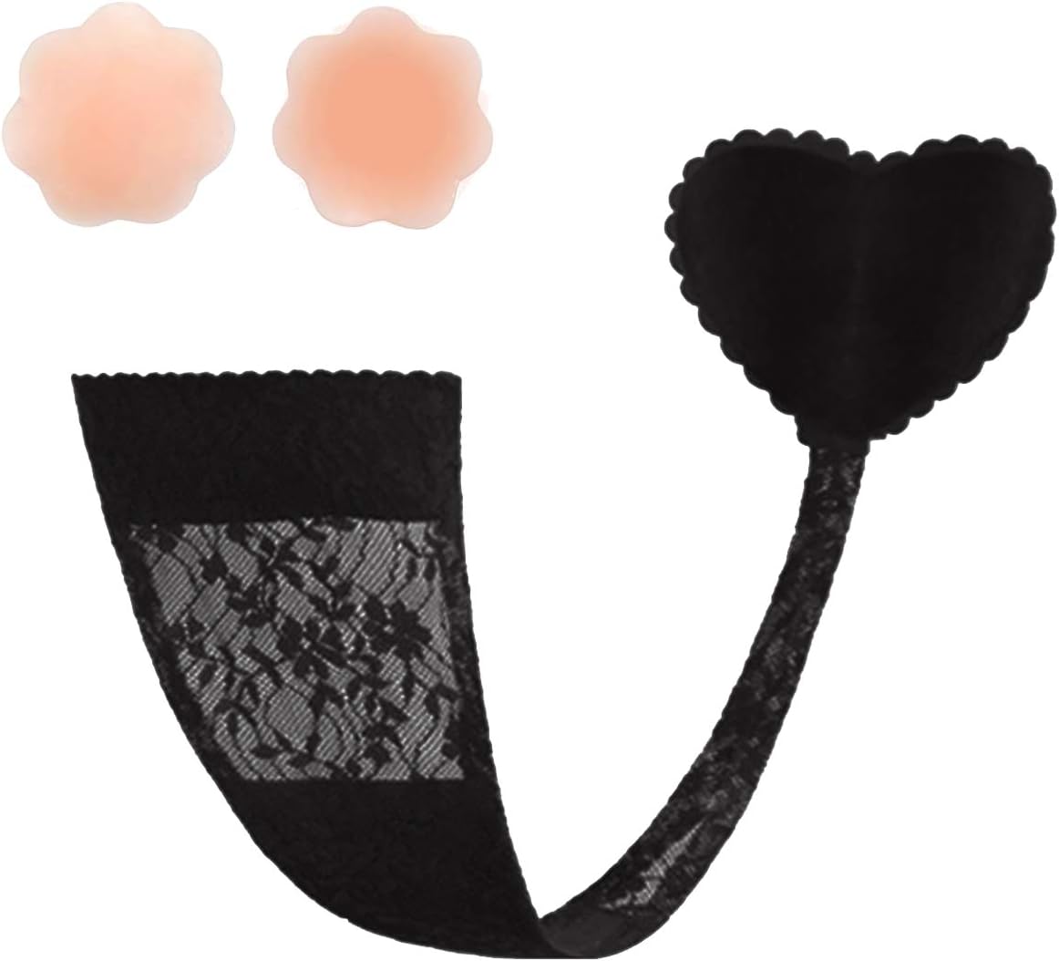 Avivnor Strapless Panties No More Panty Lines Invisible Lace Hert Shaped with Nipple Pasties for Evening Dresses
