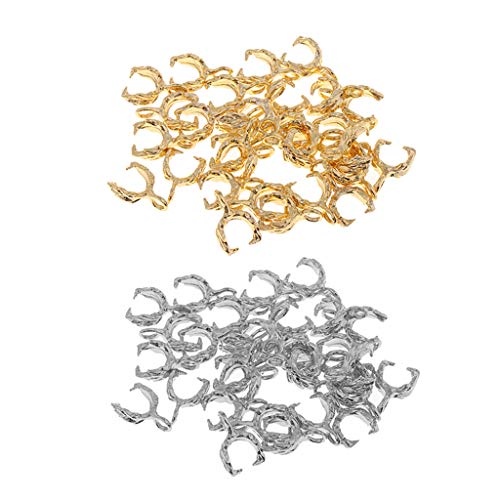 perfektchoice 30 Pack Metal Pinch Clip Bail Clasp Dangle Charm Bead Pendant Connector Findings for Jewelry Making Necklace Chain, DIY Dangle Hair Chopsticks - White K, 1cm