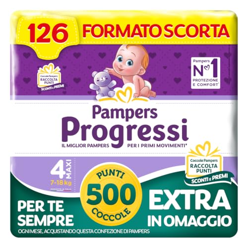 Pampers Progressi Maxi, talla 4 (7-18 kg), 126 panales para bebe
