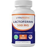 Vitamatic Lactoferrin 500mg – 60 Vegetable Capsules Promotes Healthy Immune Function
