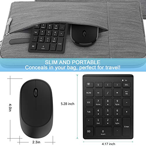 Number Pad and Mouse Combo, Lekvey 2.4G Wireless Portable 28-Key Financial Accounting USB Numeric Keypad and Mouse for Laptop Desktop Computer PC Surface Pro,etc