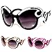 EF Oversized High Fashion Two Tone Sunglasses w/Baroque Swirl Arms (Light Brown)