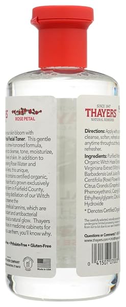 THAYERS ALCOHOL-FREE ROSE PETAL WITCH HAZEL FACIAL TONER FOR GLOWING SKIN, SOOTHING, HYDRATING, REFRESHING TONER FOR ALL SKIN TYPES, 12OZ (PACKAGING MAY VARY)