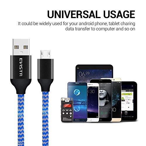 EVISTR Micro USB Cable, 1 Pack 10Inch Micro USB Charing Cable for Power Bank Easy Carry Cord Data Transfer Cable for Android Phones,Tablet, Camera and Any Device with Micro USB Jack - Thumbnail 5