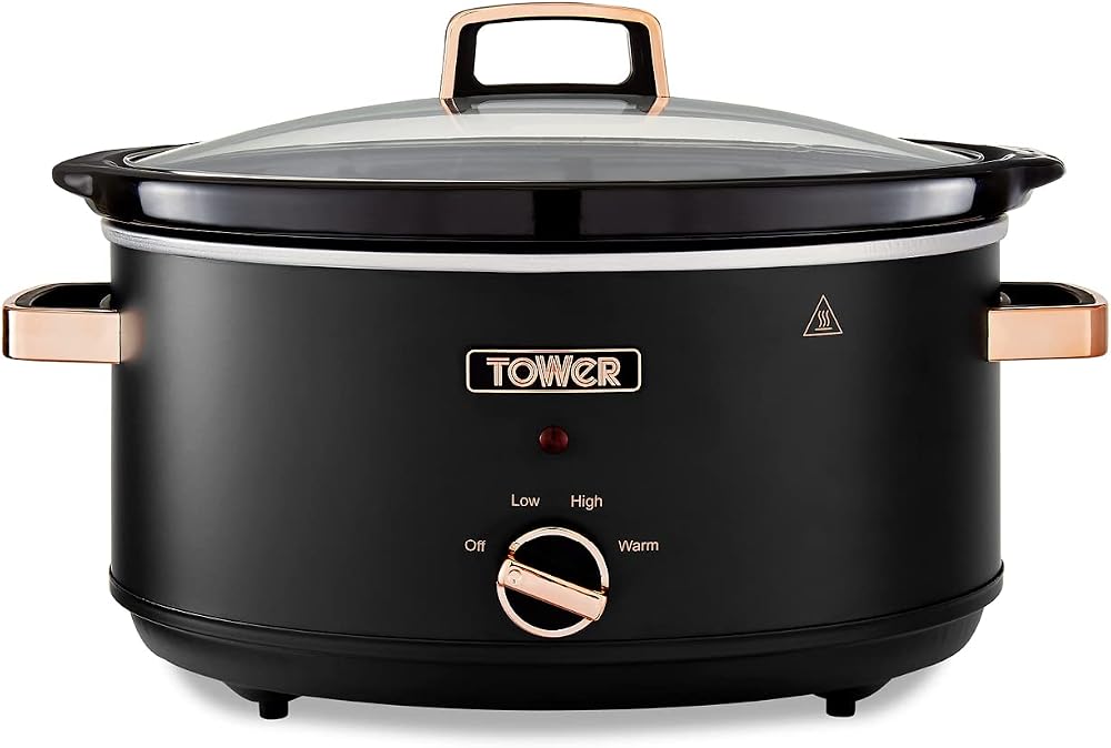 Tower Cavaletto 6.5 L Slow Cooker with 3 Heat Settings Black Rose Gold T16043BLK