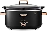 Tower Cavaletto 6.5 L Slow Cooker with 3 Heat Settings Black Rose Gold T16043BLK