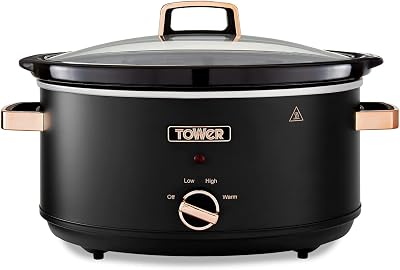 Tower Cavaletto 6.5 L Slow Cooker with 3 Heat Settings Black Rose Gold T16043BLK