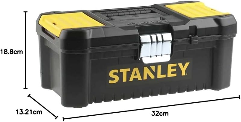 Stanley stst1-75515 - caixa de ferramentas de plástico com trava de metal, 18 x 13 x 32,5 cm, preta, amarela, 12,5"