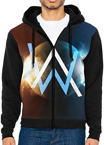 XingYeZhenZhi Men's Alan Walker Logo Long Sleeve Full Zip Up Hoodie Sweatshirt Casual Active Hooded Jackets