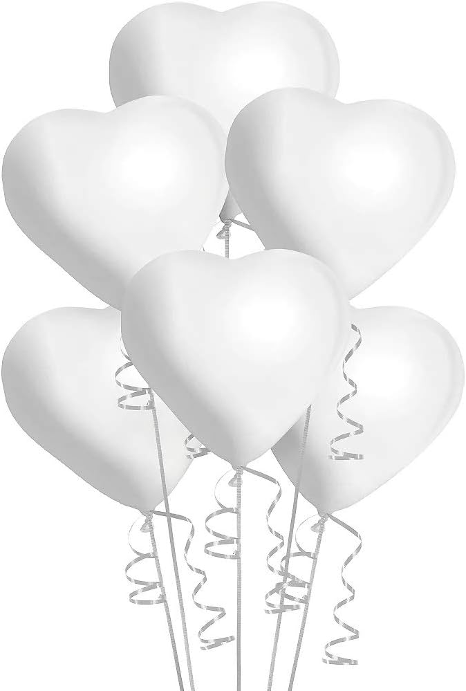 White/Red Latex Heart Shape Helium Balloons for Valentine Anniversary, Wedding, Engagement, Birthday Party Decorations