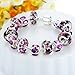 Bamoer 2016 New Purple Lilac Murano Glass Beads Charms Silver Tone Bracelets Fashion Jewelry for Women Girls Best Gift 7.87 Inches