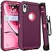 iPhone XR Case,FOGEEK Belt Clip Holster Heavy Duty Kickstand Protective Cover [Dust-Proof] [Shockproof] Compatible for Apple iPhone XR [6.1 inch] (Wine Red/Rose Red)